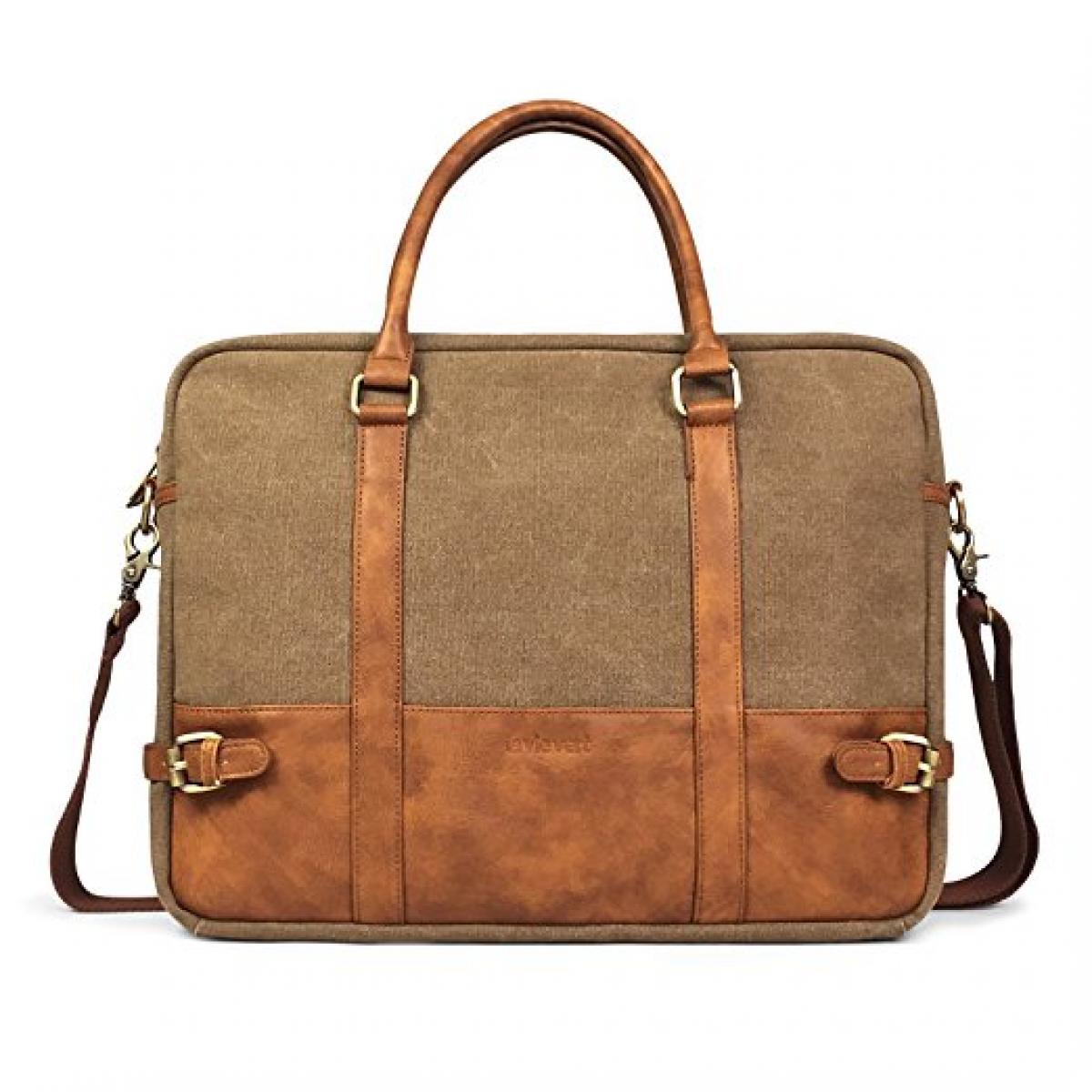 Cotton Canvas Leather Laptop Bag