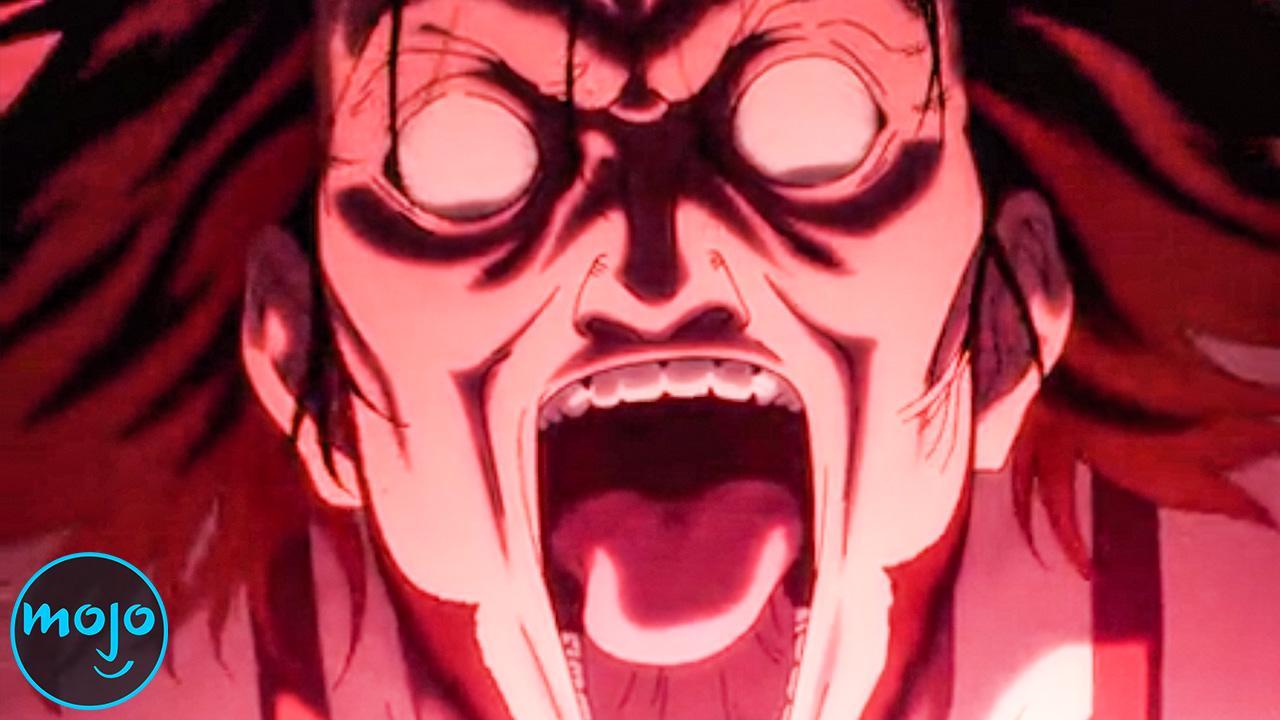 Angry anime face manga style big blue eyes Vector Image